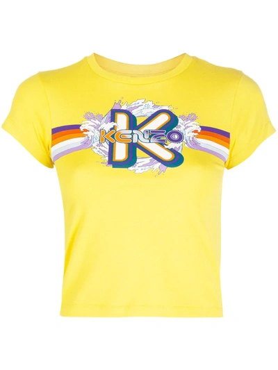 Kenzo Graphic-logo Print T-shirt In Yellow