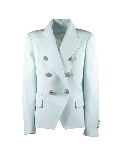 Balmain Kids' Jacket In Light Blue With Embossed Buttons