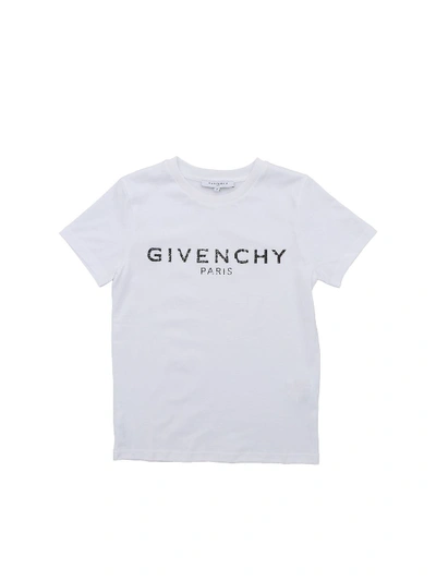 Givenchy Kids' Destroyed Effect Logo Print T-shirt In White