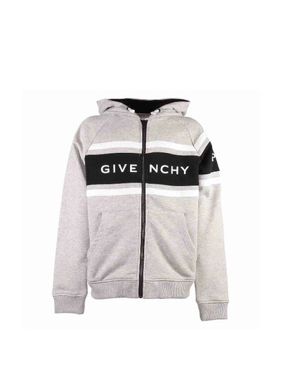 Givenchy Kids' Zipped Hooded Sweatshirt In Melange Grey