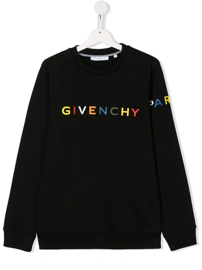 Givenchy Kids' Logo Printed Sweatshirt In Black Cotton
