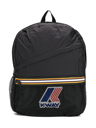 K-way Kids' Logo Patch Backpack In Black