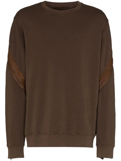 Alyx Trek Contrast Trim Cotton Sweatshirt In Brown