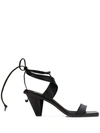 Stella Mccartney Ankle-tie Tapered-heel Sandals In Black