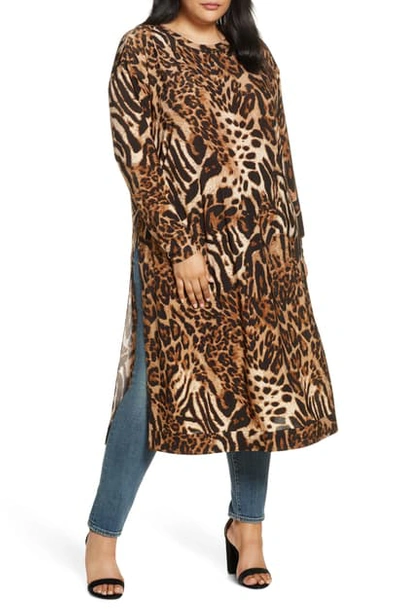Coldesina Jetset Long Sleeve Tunic In Leopard