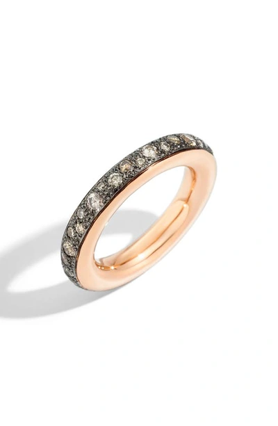 Pomellato Iconica Small Diamond Stacking Ring In Rose Gold/ Brown Diamond