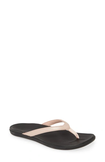 Olukai Ho Opio Flip Flop In Petal Pink Faux Leather