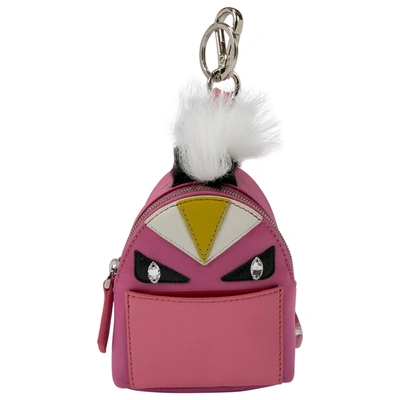 Pre-owned Fendi Pink Nylon And Leather Monster Backpack Charm