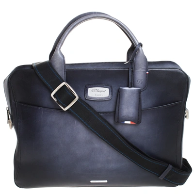 Pre-owned St Dupont Dark Blue Ombre Leather Atelier Document Briefcase