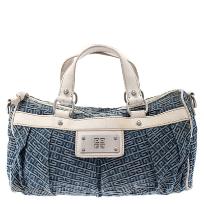 Pre-owned Givenchy Blue/white Denim And Leather Crossbody Bag