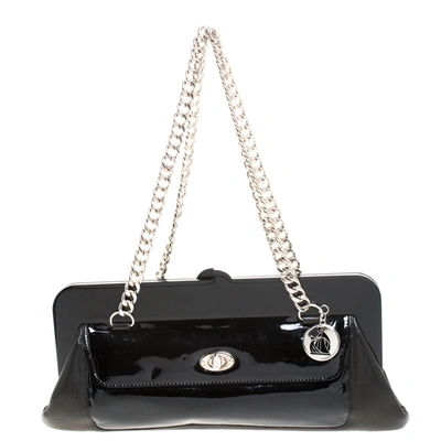 Pre-owned Lanvin Black Leather Lucite Frame Chain Shoulder Bag