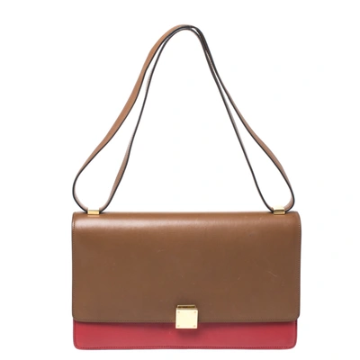 Pre-owned Celine Brown/red Leather Large Classic Box Bag