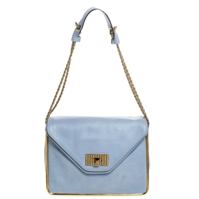 Pre-owned Chloé Sky Blue Leather Medium Sally Shoulder Bag