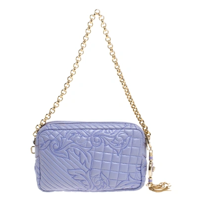 Pre-owned Versace Lilac Leather Embroidered Vanitas Shoulder Bag In Purple