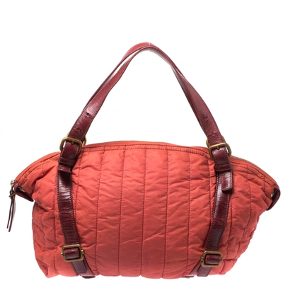 Pre-owned Escada Orange Nylon And Leather Shoulder Bag