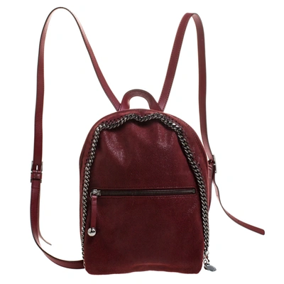 Pre-owned Stella Mccartney Burgundy Faux Leather Falabella Backpack