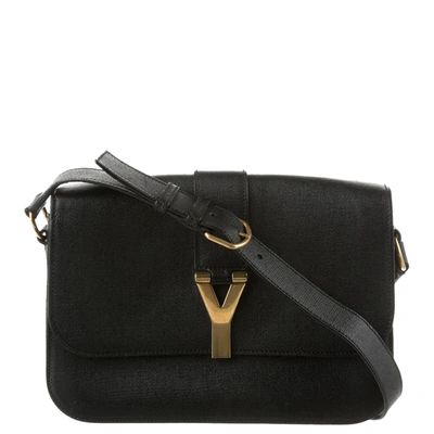 Pre-owned Saint Laurent Black Leather Large Chyc Flap Bag