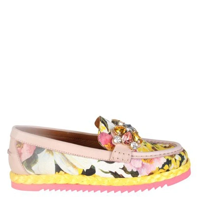 Pre-owned Dolce & Gabbana Yellow/pink Daisy Canvas Shoes Size 36