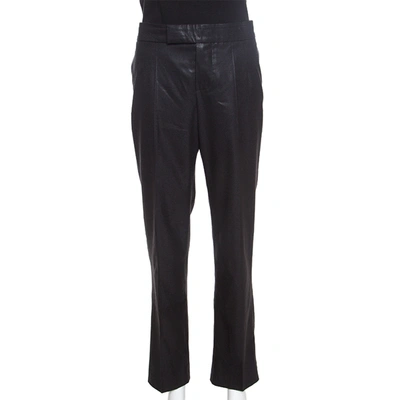 Pre-owned Chloé Black Stretch Wool Straight Fit Trousers L