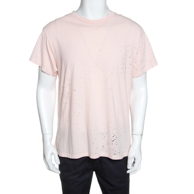 Pre-owned Amiri Pale Pink Distressed Cotton Shotgun T-shirt M