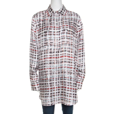 Pre-owned Burberry Multicolor Scribble Check Print Half Placket Shirt M