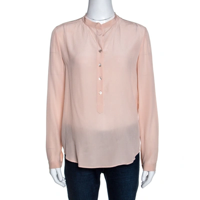 Pre-owned Stella Mccartney Blush Pink Silk Long Sleeve Blouse Xs