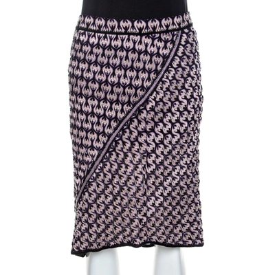 Pre-owned Missoni Multicolor Textured Jacquard Knit Midi Skirt M