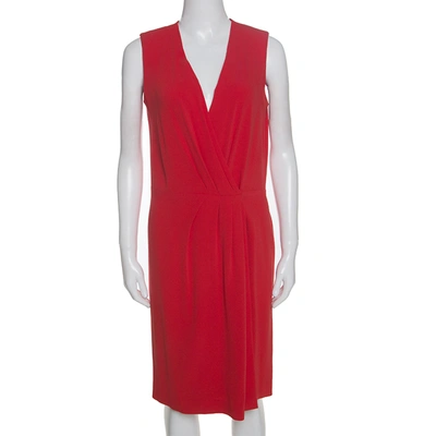 Pre-owned Joseph Red Crepe Pleat Detail Stellina Wrap Dress M