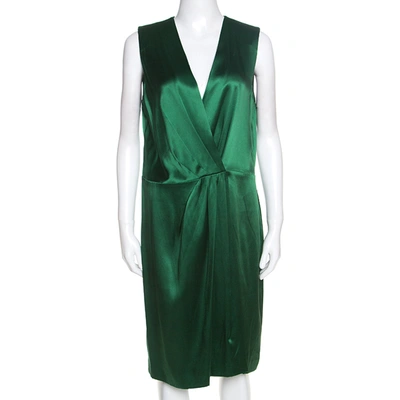Pre-owned Joseph Green Silk Satin Stellina Wrap Dress L