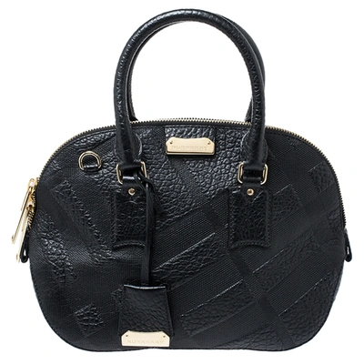 Pre-owned Burberry Black Embossed Leather Small Orchard Bowler Bag
