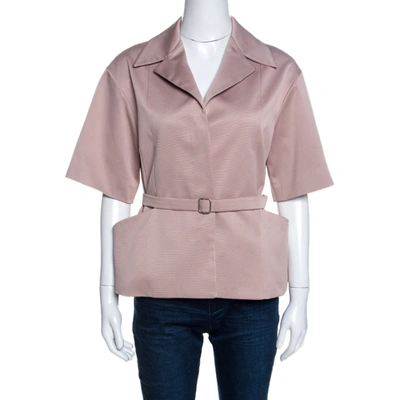 Pre-owned Dior Christian  Blush Pink Silk Belted Top M
