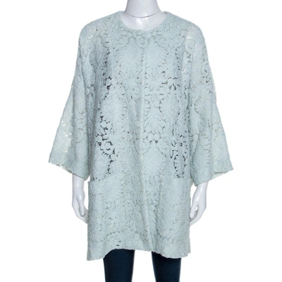 Pre-owned Chloé Mint Green Guipure Lace Oversized Coat S