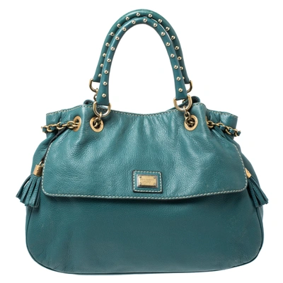 Pre-owned Dolce & Gabbana Green Leather Miss Charlotte Satchel