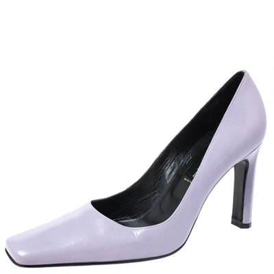 Pre-owned Casadei Lilac Leather Square Toe Pumps Size 38 In Purple