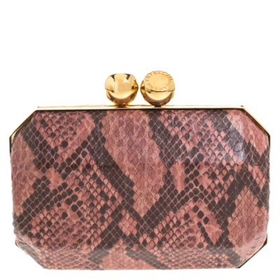 Pre-owned Stella Mccartney Pink/black Faux Python Leather Lucia Clutch