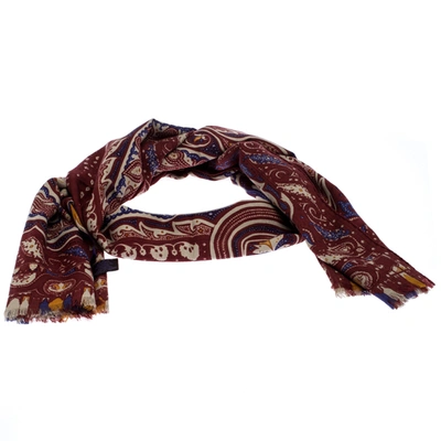 Pre-owned Etro Multicolor Paisley Printed Wool And Silk Blend Scarf