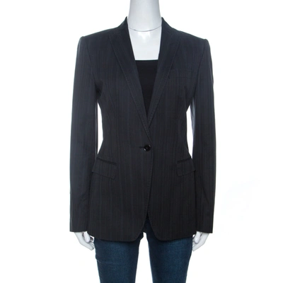 Pre-owned Dolce & Gabbana Black Pinstripe Cotton Single Buttoned Blazer M