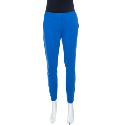 Pre-owned Diane Von Furstenberg Blue Stretch Knit Genesis Pants M