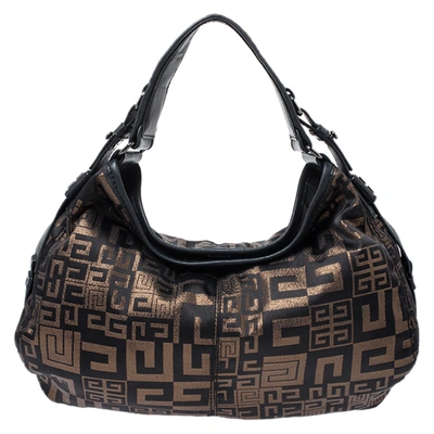 Pre-owned Givenchy Black/bronze Signature Shimmering Fabric Hobo