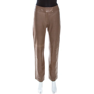 Pre-owned Joseph Brown Leather Straight Fit Pants S