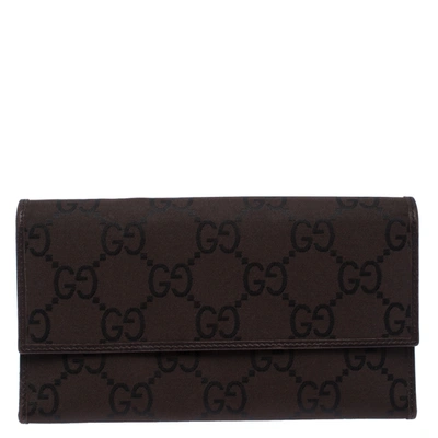 Pre-owned Gucci Brown Gg Fabric Continental Wallet