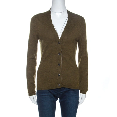 Pre-owned Burberry Brit Olive Green Merino Wool Cardigan M