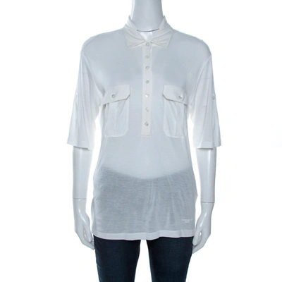 Pre-owned Burberry Brit White Modal Collared Top M