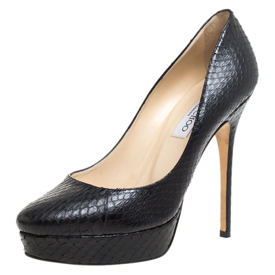 Pre-owned Jimmy Choo Black Python Leather Cosmic Platform Pumps Size 39