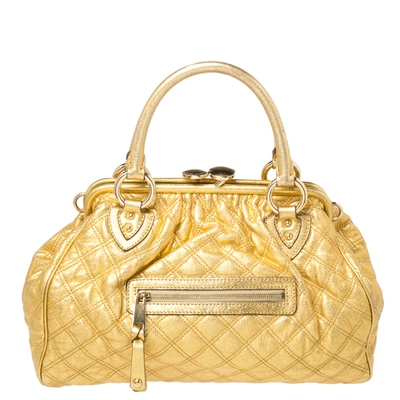 Pre-owned Marc Jacobs Metallic Gold Leather Stam Satchel