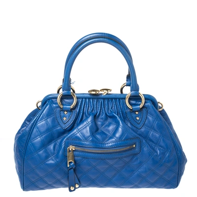 Pre-owned Marc Jacobs Blue Quilted Leather Stam Satchel