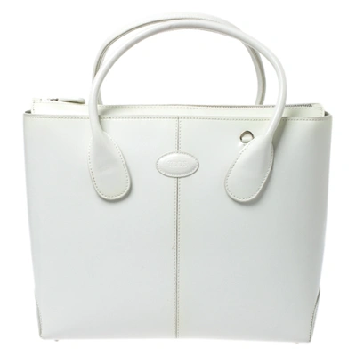 Pre-owned Tod's Off-white Patent Leather D-bag Tote