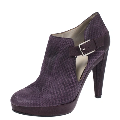 Pre-owned Dior Purple Python Leather And Embossed Leather Platform Ankle Booties Size 40