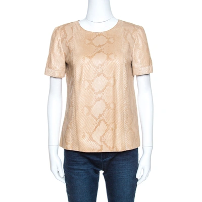 Pre-owned Gucci Beige Python Leather Blouse M