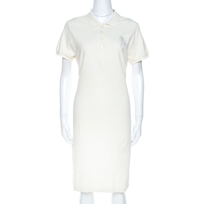 Pre-owned Ralph Lauren Cream Cotton Pique Polo T Shirt Dress Xl